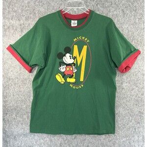 VTG The Disney Store Shirt Men’s XL Green Red Mickey Mouse Short Sleeve Double